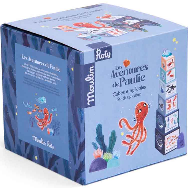 Cubes empilables + personnages Les aventures de Paulie (6 cubes) (Moulin Roty) - Image 4