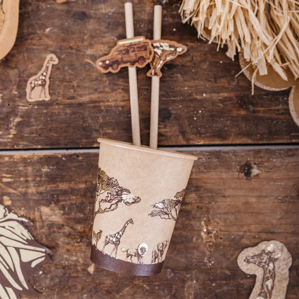 Lot de 8 gobelets Safari Kraft (255 ml) (Arty Fêtes Factory) - Image 1