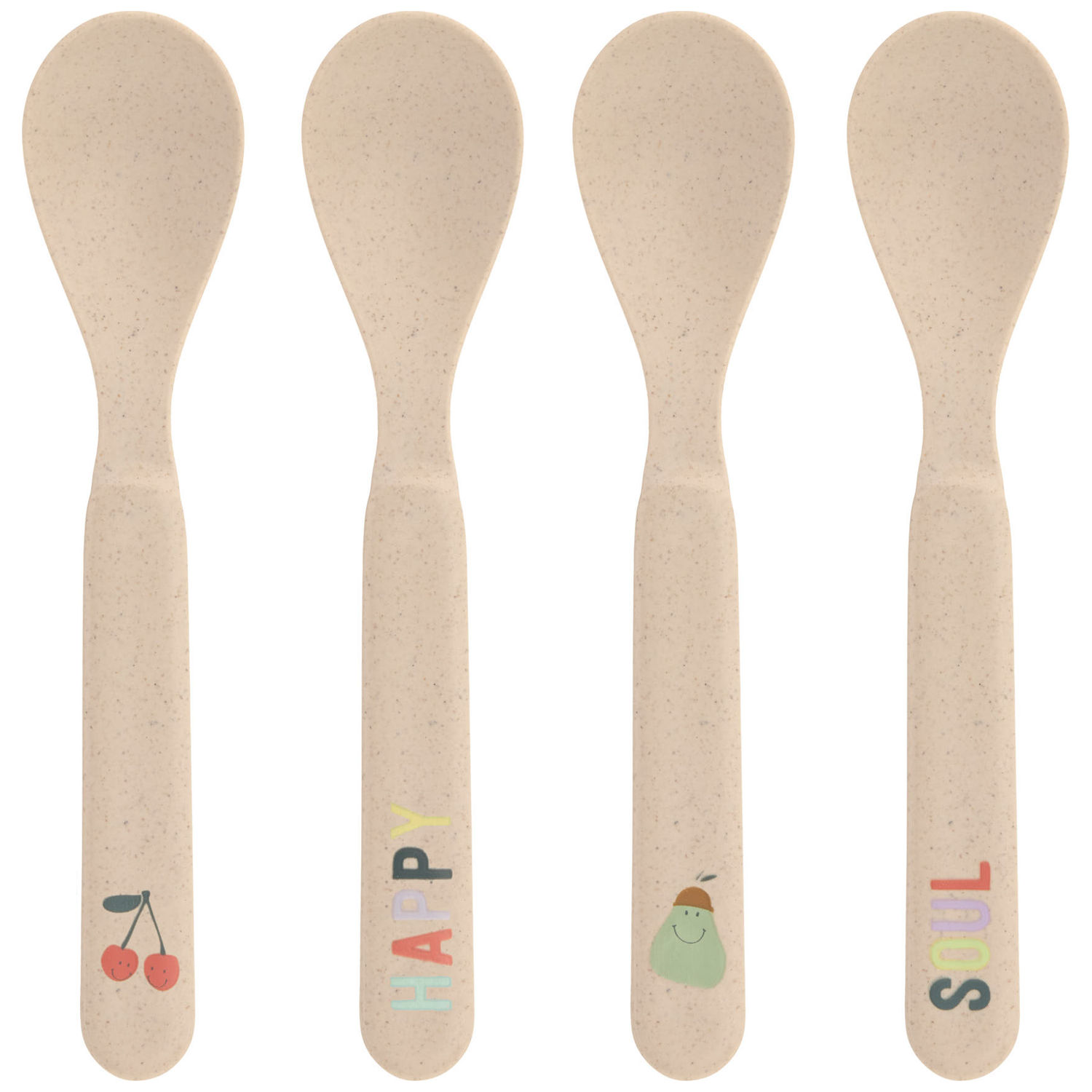 Lot de 4 cuillères en polypropylène et cellulose Happy Fruits cerise