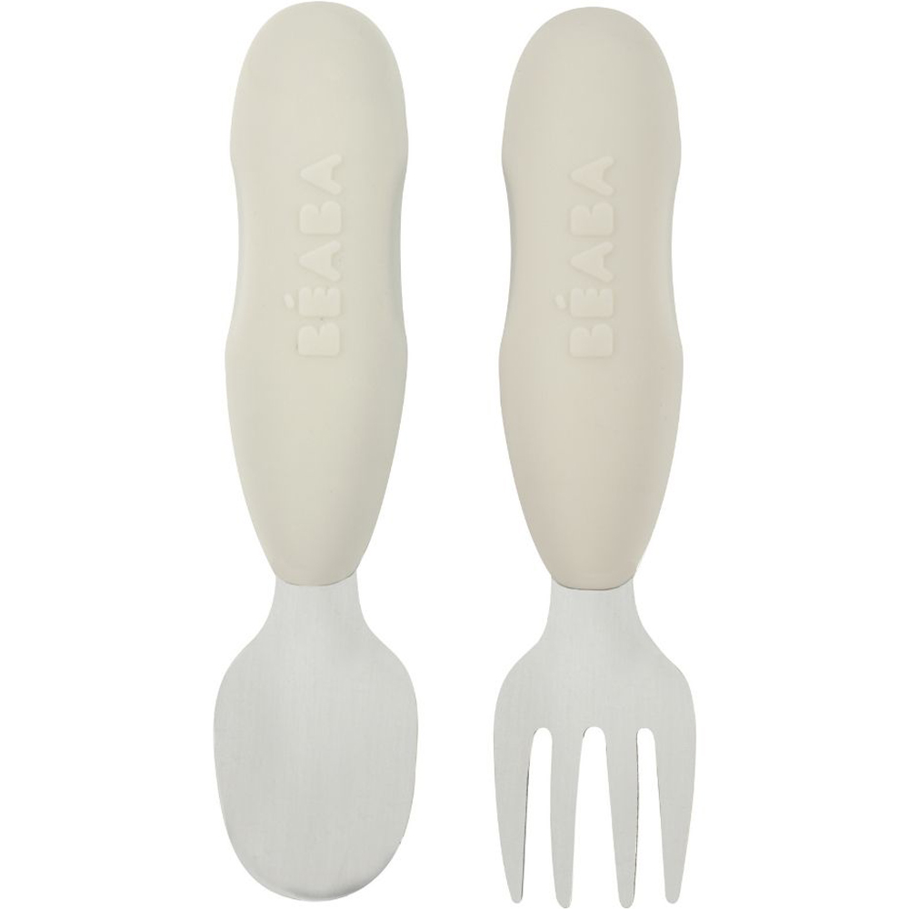 Lot de 2 pré-couverts inox gris velours (Béaba) - Image 1