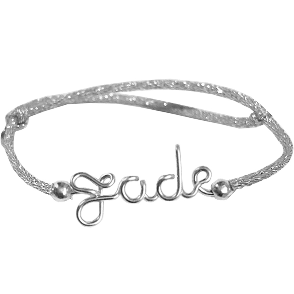 Padam Padam - Bracelet cordon paillette Prénom argent (personnalisable)