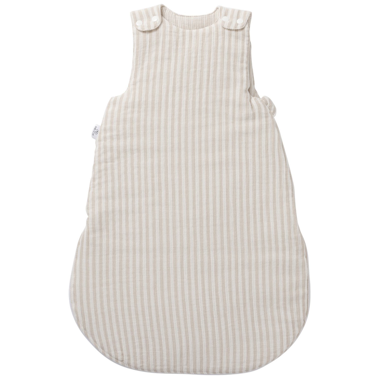 Bb&Co - Gigoteuse ouatinée en gaze de coton beige rayé galet (6-18 mois)