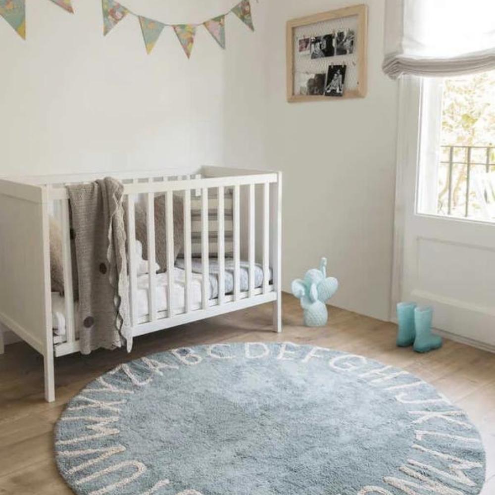 Tapis lavable rond ABC vintage bleu (150 cm) (Lorena Canals) - Image 2