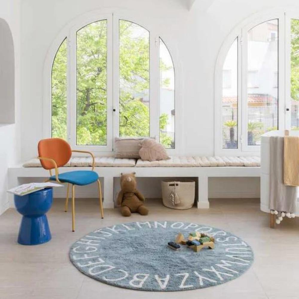 Tapis lavable rond ABC vintage bleu (150 cm) (Lorena Canals) - Image 3