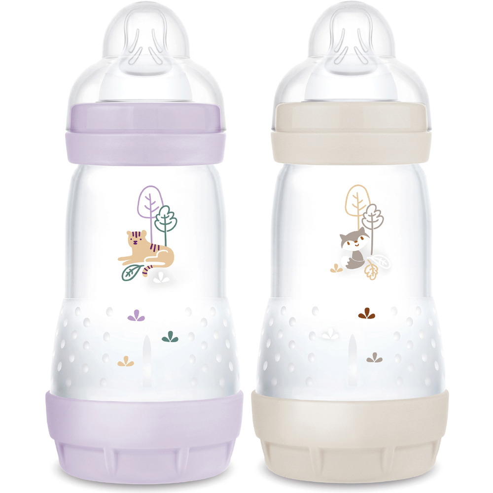 MAM  Easy Start Nature Biberon T&eacute;tine D2 Lilas Sable 260ml 2uts