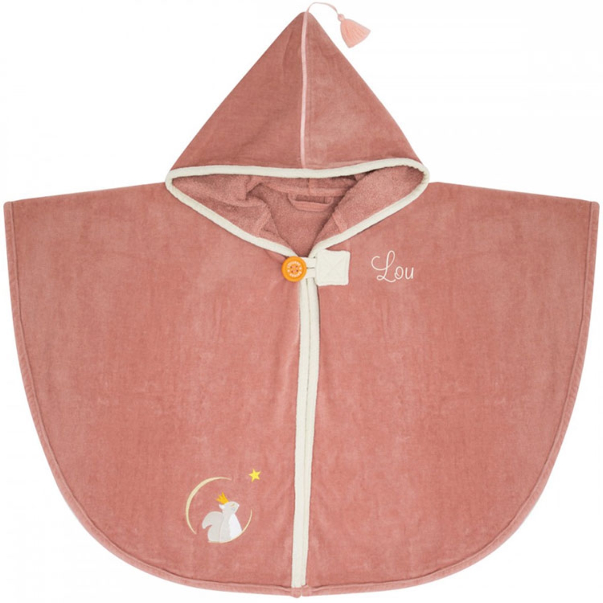 L'oiseau bateau - Cape de bain marsala écureuil personnalisable (0-5 ans)