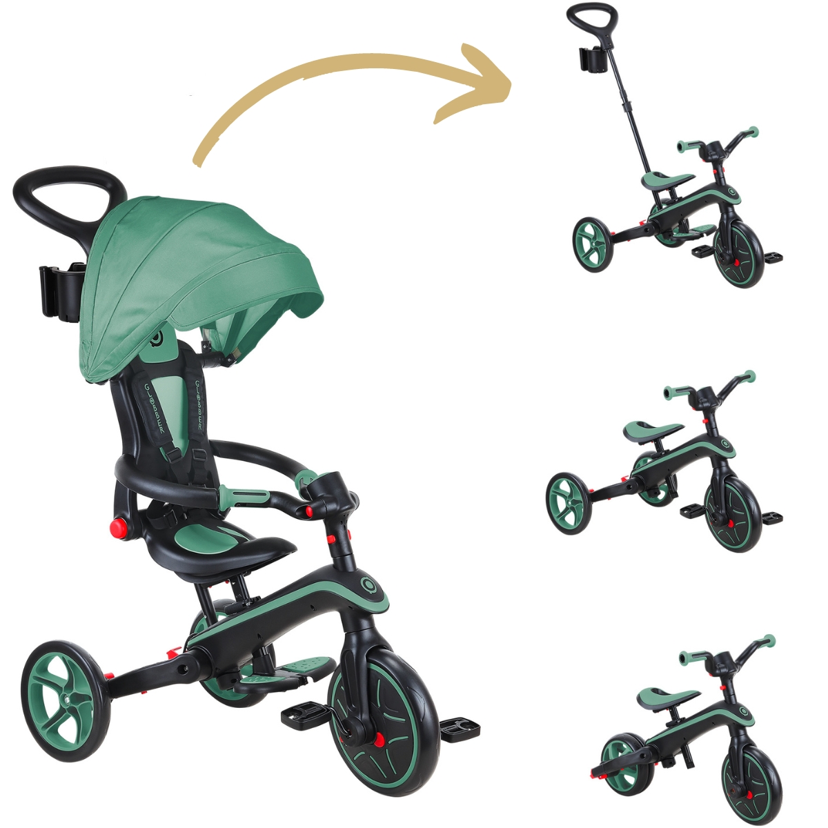 Tricycle Trike Explorer Foldable 4 en 1 Olive