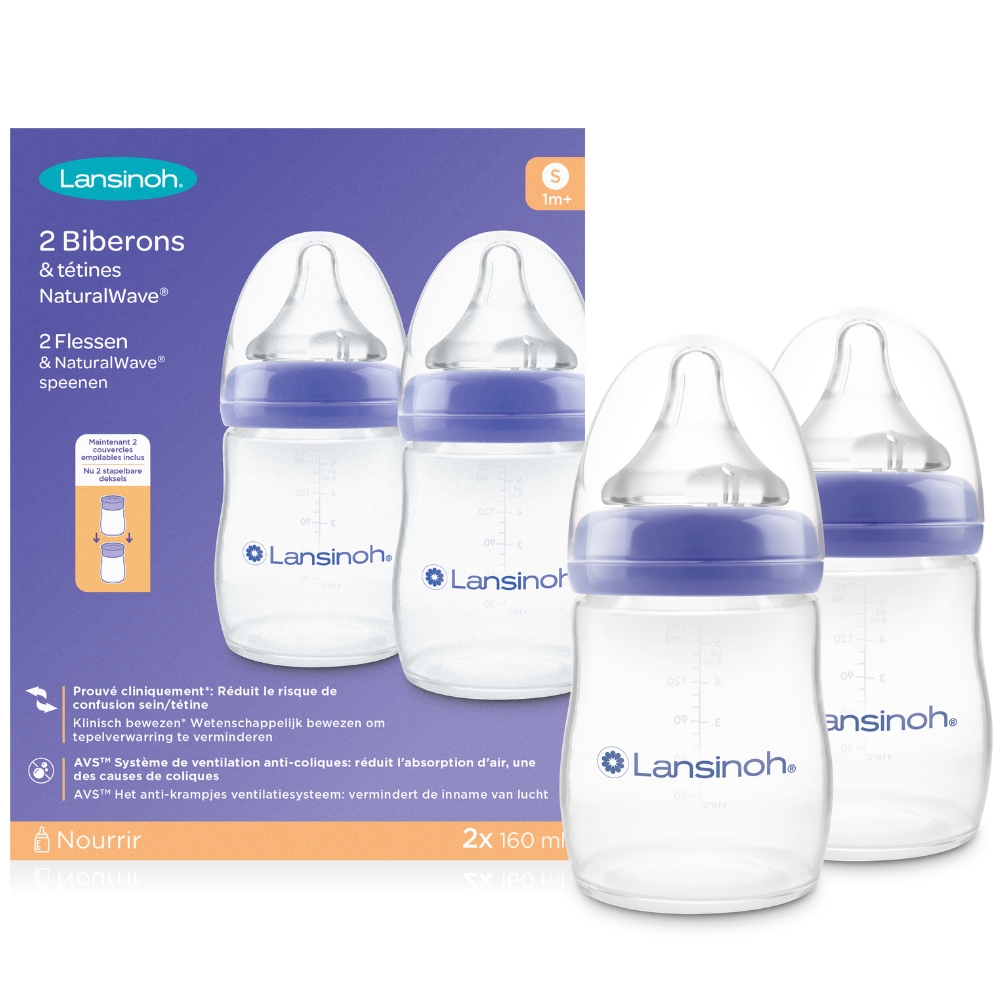 Lansinoh - Lot de 2 biberons et tétines Natural Wave® spécial allaitement (160 ml)