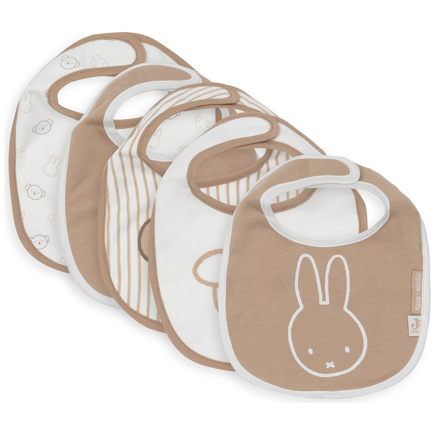 Jollein - Lot de 5 bavoirs imperméables Miffy Heads