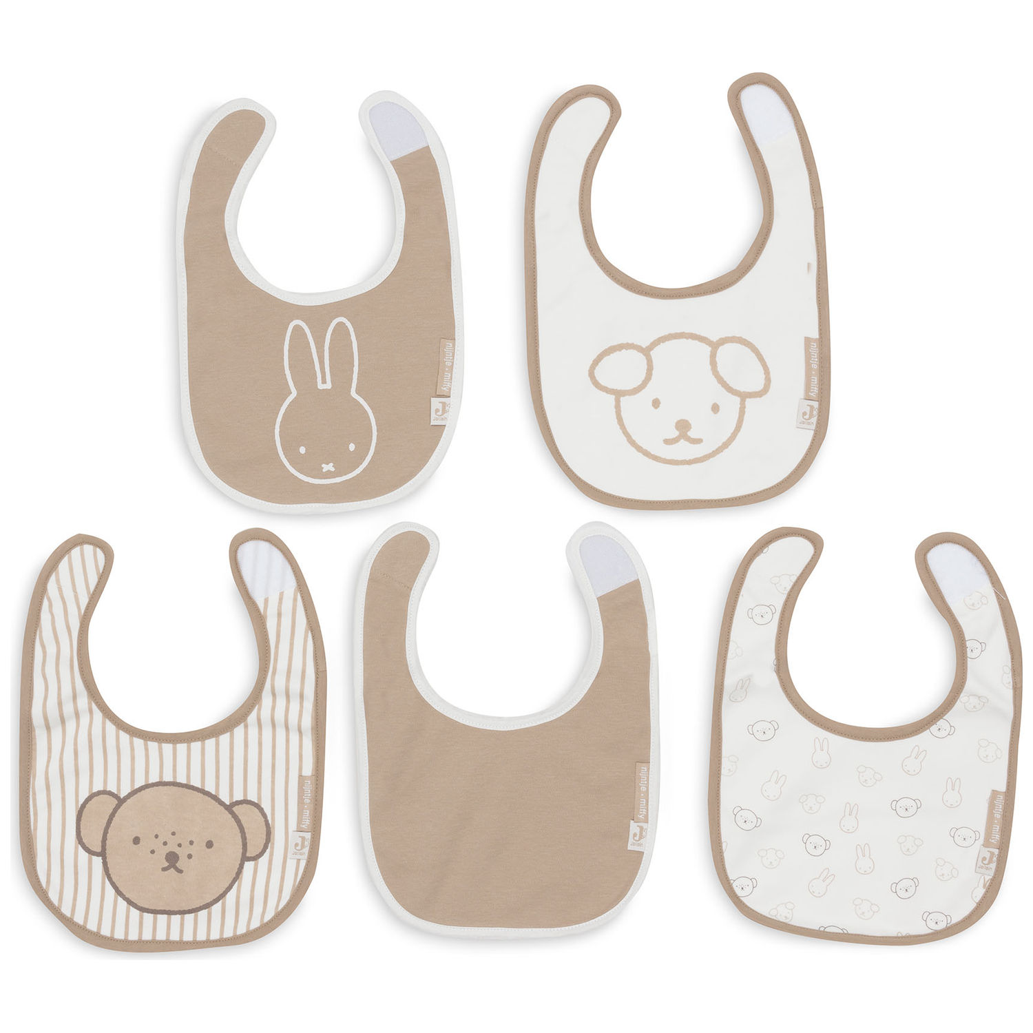 Lot de 5 bavoirs imperméables Miffy Heads (Jollein) - Image 1