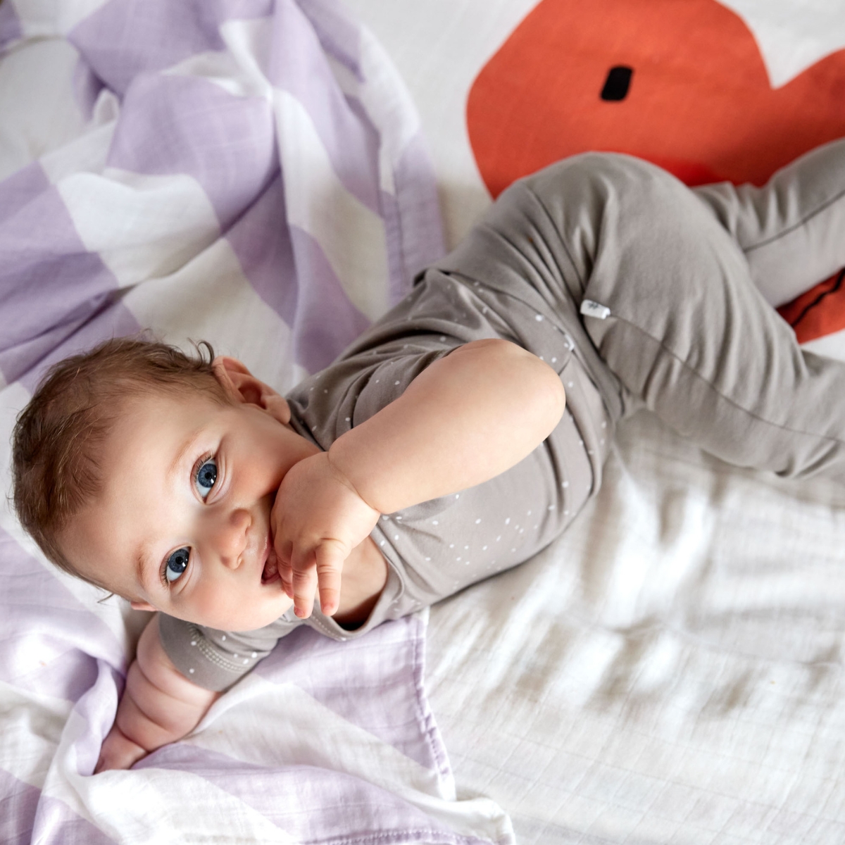 Lot de 2 langes Happy Rascals Coeur lavande (120 x 120 cm) (Lassig) - Image 4