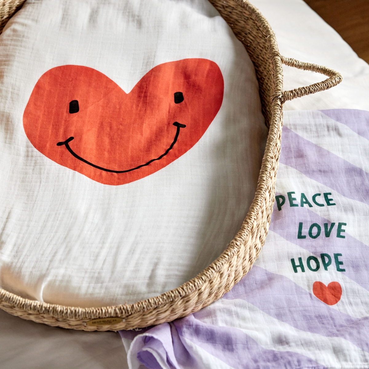 Lot de 2 langes Happy Rascals Coeur lavande (120 x 120 cm) (Lassig) - Image 5