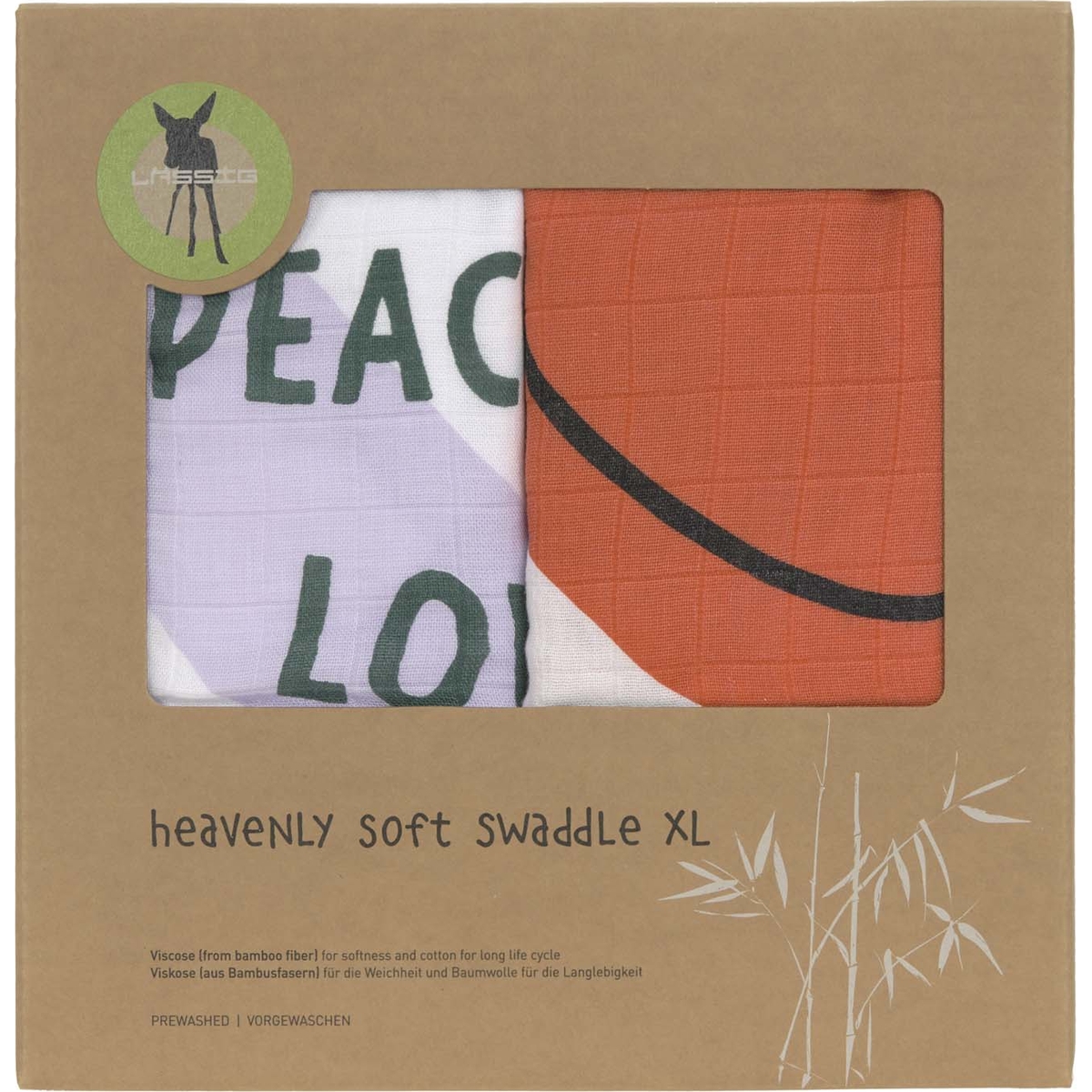 Lot de 2 langes Happy Rascals Coeur lavande (120 x 120 cm) (Lassig) - Image 9