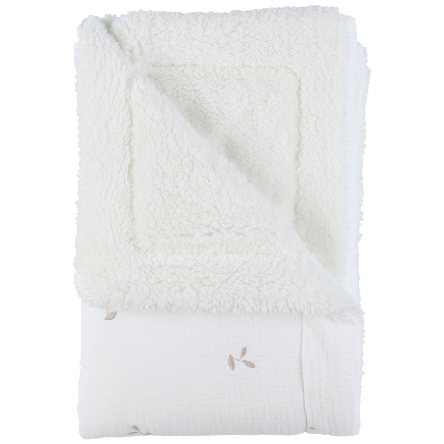 Couverture en mousseline et sherpa Blanc (75x100 cm) (Noukie's) - Image 5