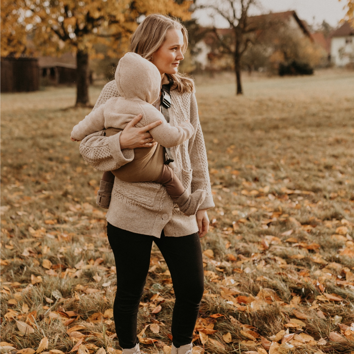 Porte bébé enfant en lin Camel (Wildride) - Image 4