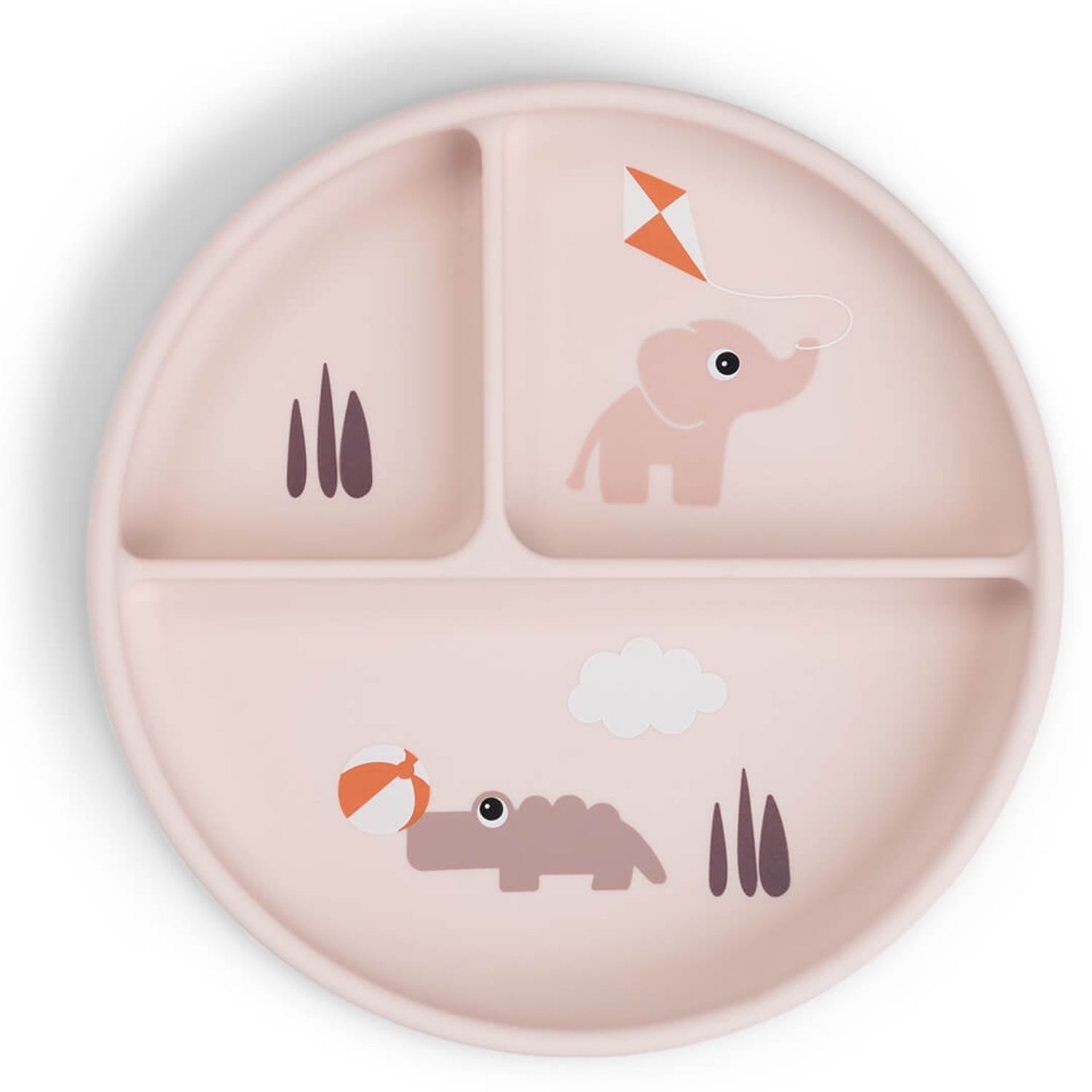 Done by deer - Assiette à compartiments Stick&Stay Playground Rose
