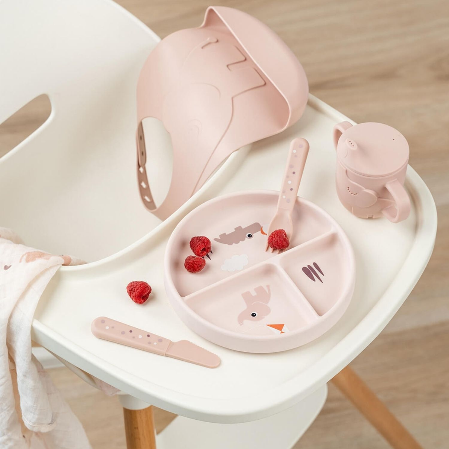 Assiette à compartiments Stick&Stay Playground Rose (Done by deer) - Image 1