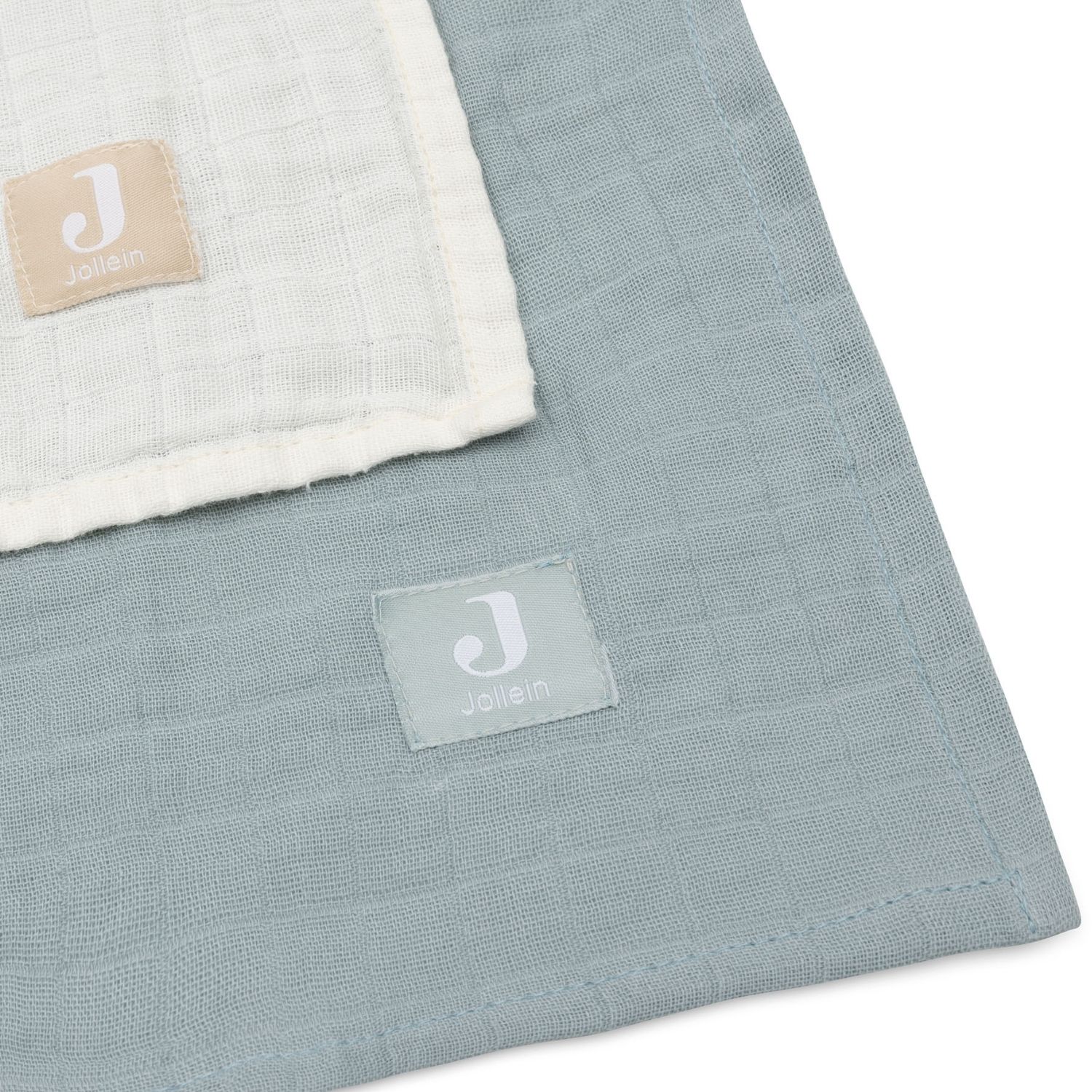 Lot de 2 maxi-langes en coton Sea Green-Ivory (115 x 115 cm) (Jollein) - Image 4