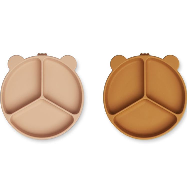 Lot de 2 assiettes à compartiments ventouse Stacy Mustard tuscany rose mix (Liewood) - Couverture