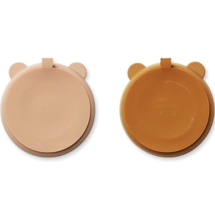 Lot de 2 assiettes à compartiments ventouse Stacy Mustard tuscany rose mix (Liewood) - Image 1