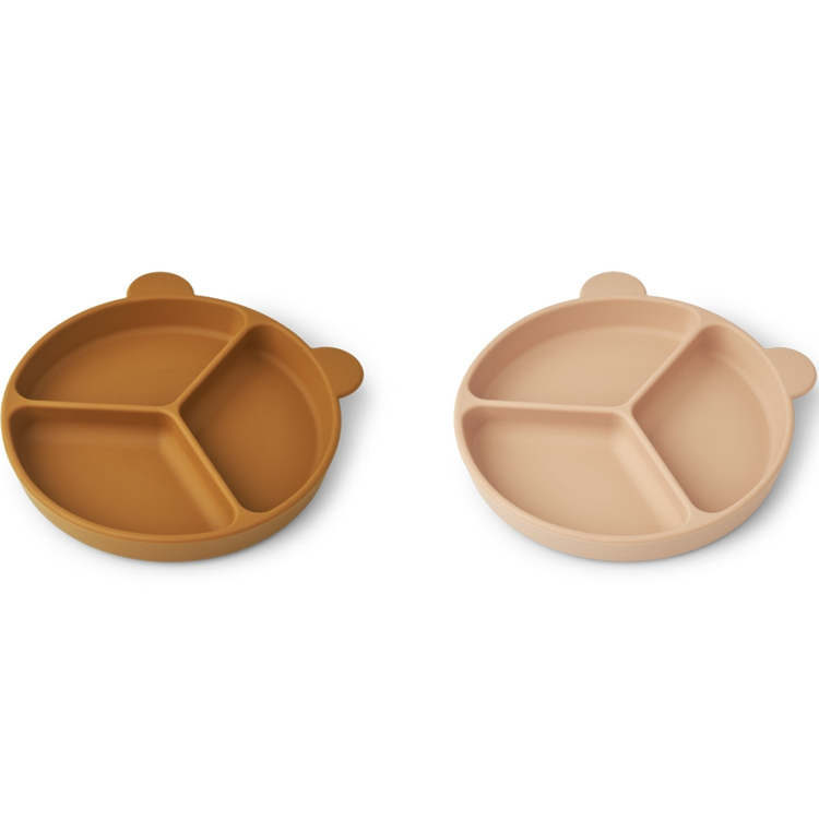 Lot de 2 assiettes à compartiments ventouse Stacy Mustard tuscany rose mix (Liewood) - Image 2