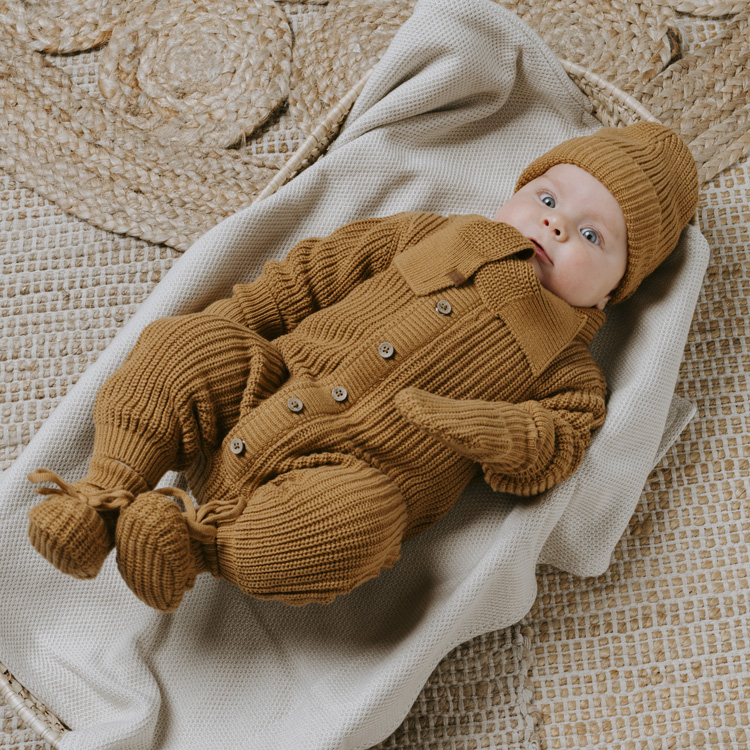 Bonnet bébé en teddy coton bio Soul Caramel (0-3 mois) (Baby's Only) - Image 4