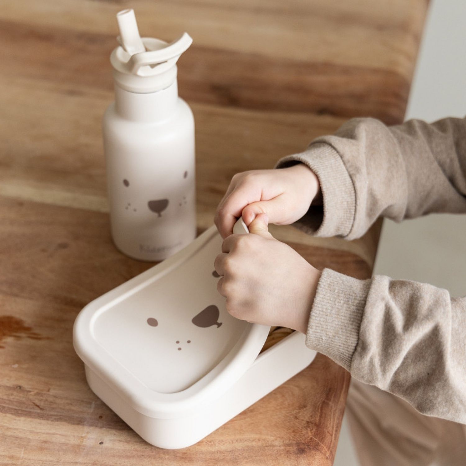 Lunch box 3 compartiments en silicone Ourson sable (Kidzroom) - Image 2
