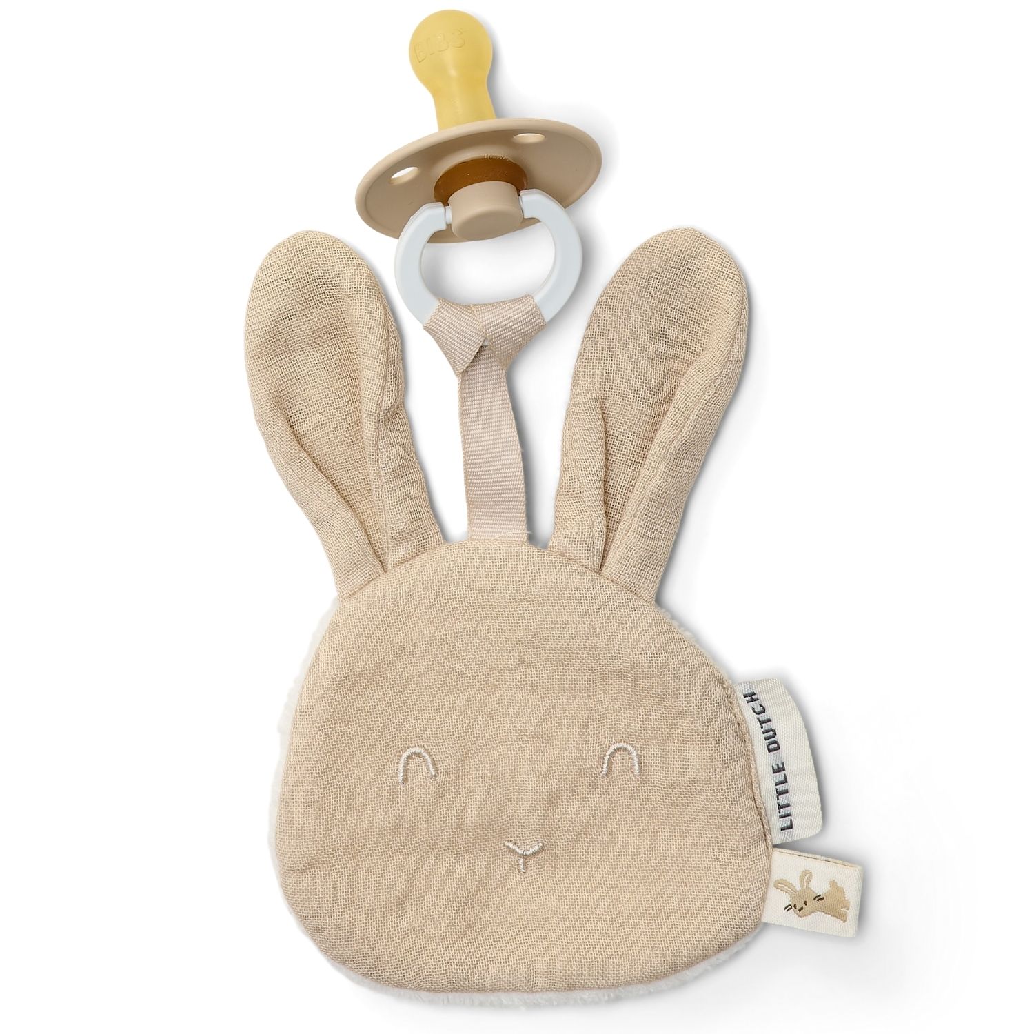 Little Dutch - Doudou attache-tétine en gaze de coton Lapin