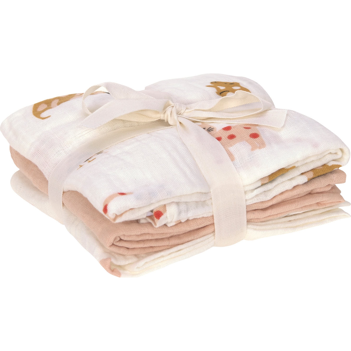 Lot de 3 langes Little Mateys orange épicé (60 x 60 cm) (Lassig) - Image 5