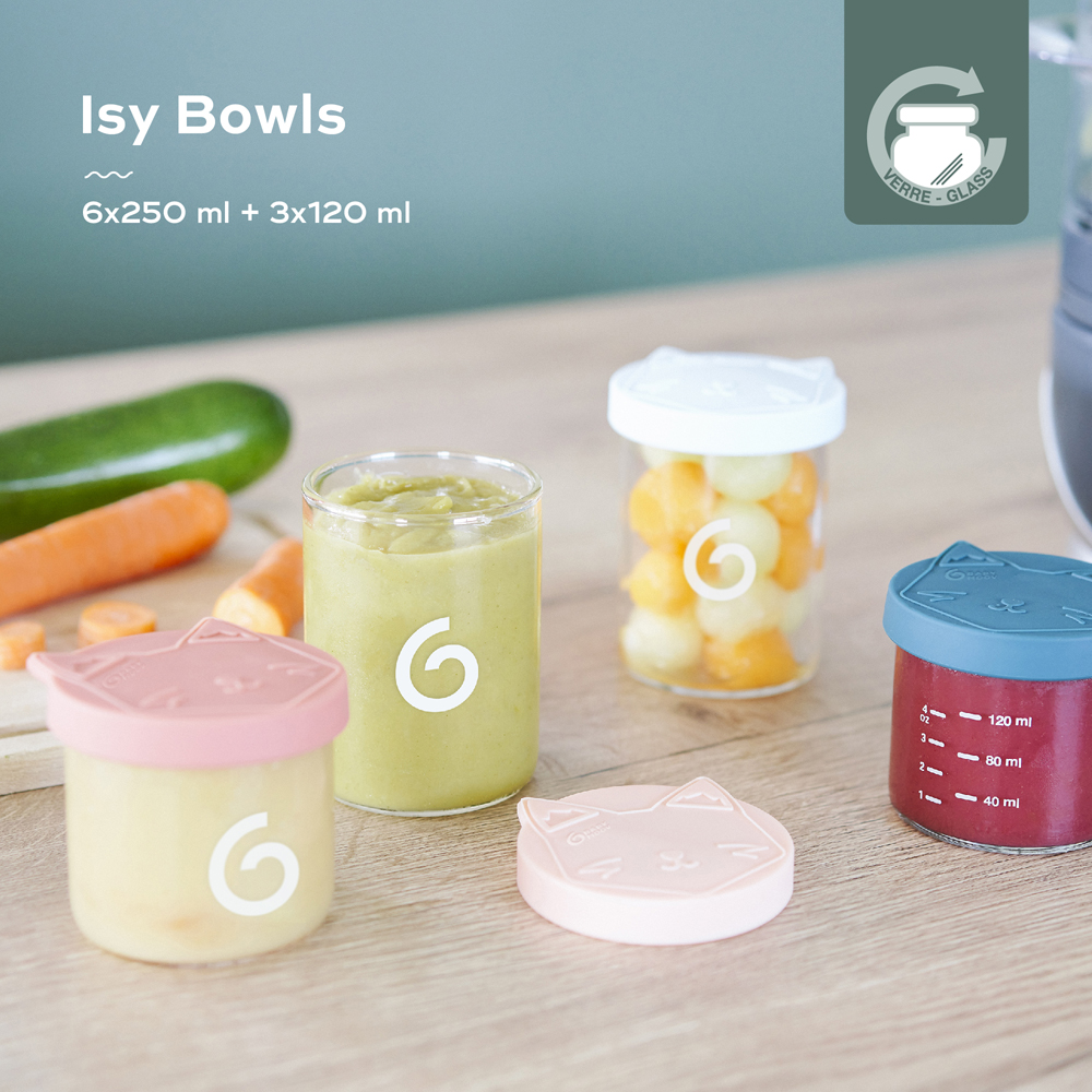 Lot de 9 pots de conservation Isy Bowls (6 x 250ml + 3 x 120ml) (Babymoov) - Image 1