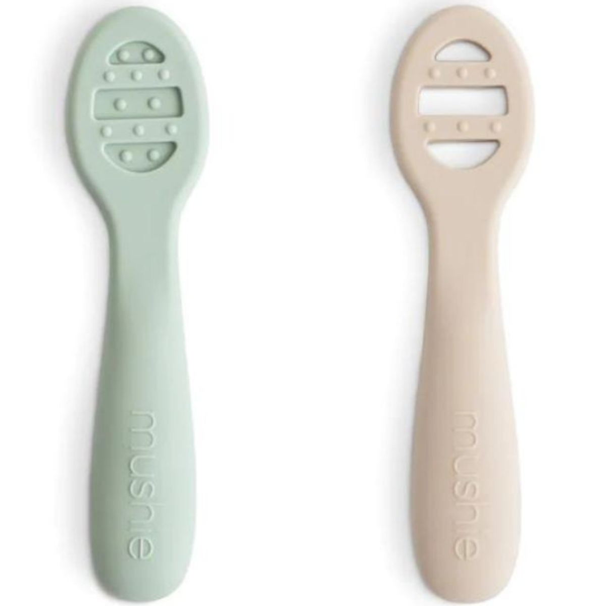 Mushie - Lot de 2 cuillères d'apprentissage Cambridge Blue-Shifting Sand