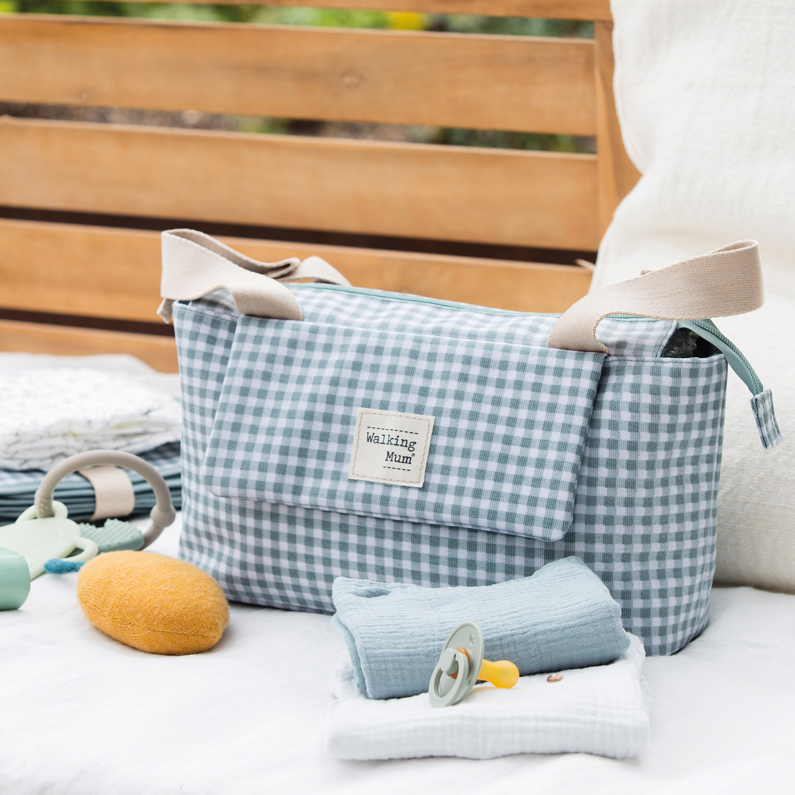 Trousse de toilette I love vichy vert (Walking Mum) - Image 5