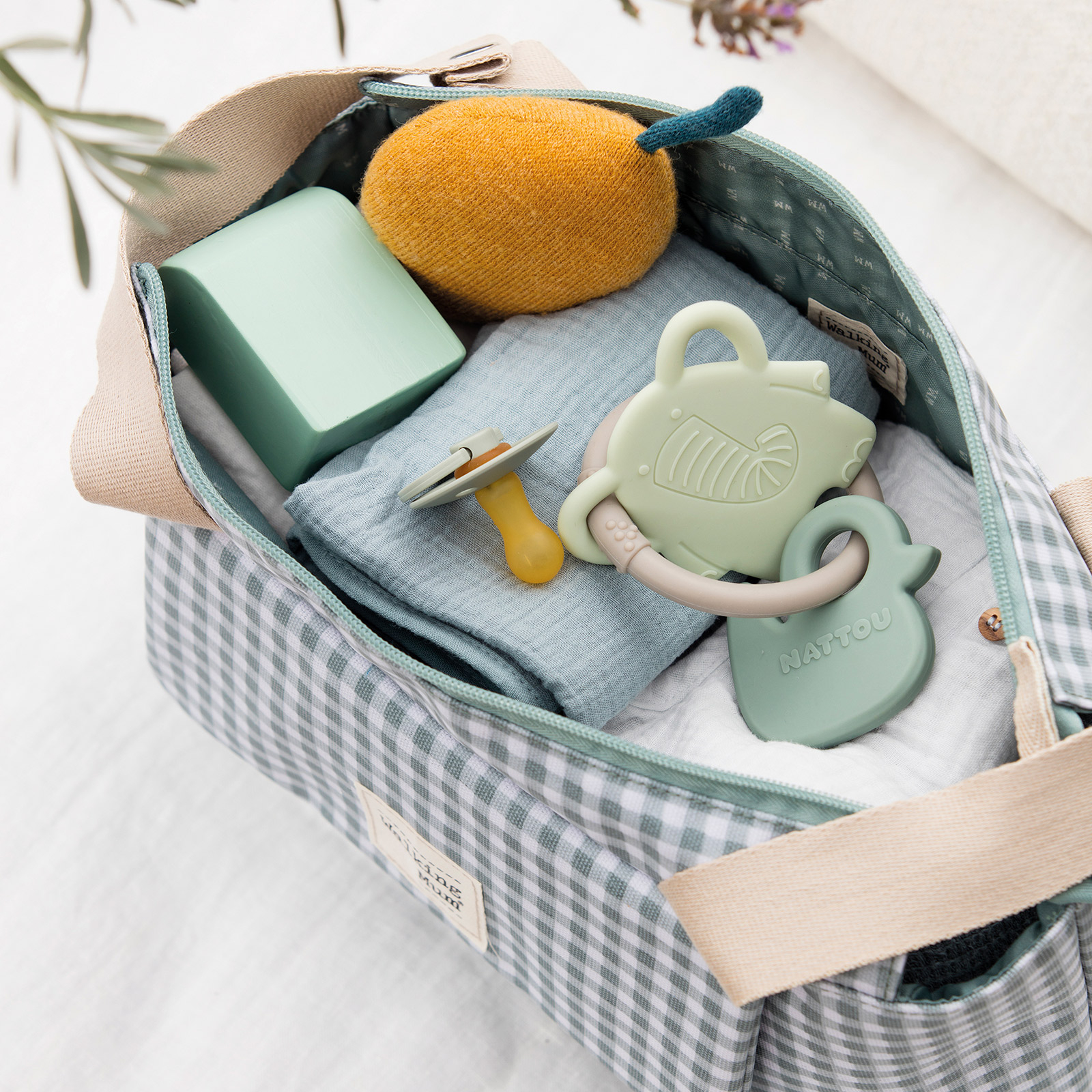 Trousse de toilette I love vichy vert (Walking Mum) - Image 3