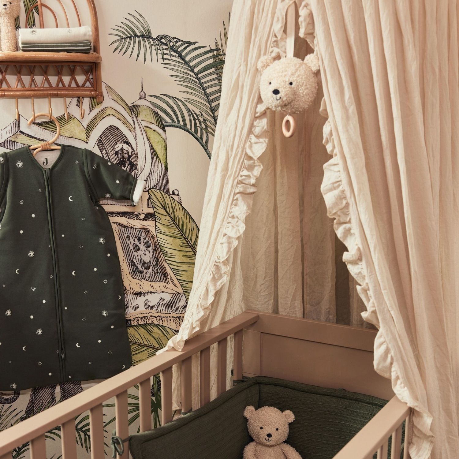 Ciel de lit vintage ruffle Nougat (245 cm) (Jollein) - Image 3