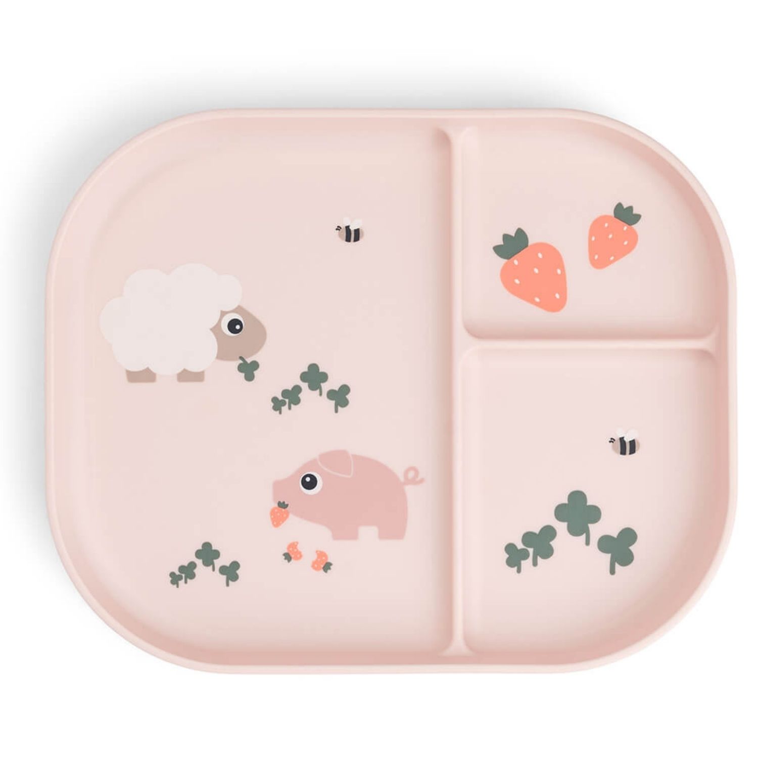 Done by deer - Assiette à compartiments Foodie Tiny farm Rose