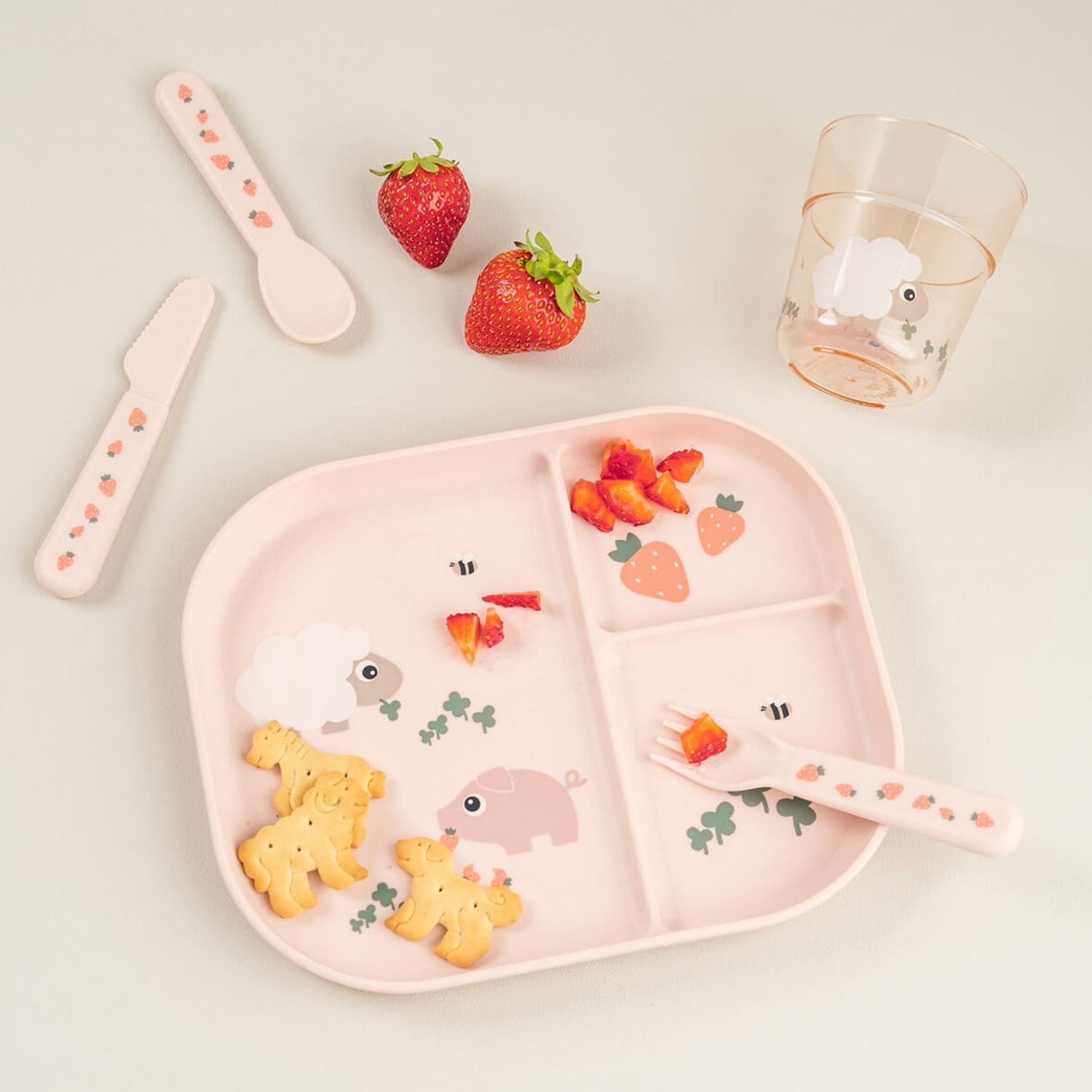 Assiette à compartiments Foodie Tiny farm Rose (Done by deer) - Image 1
