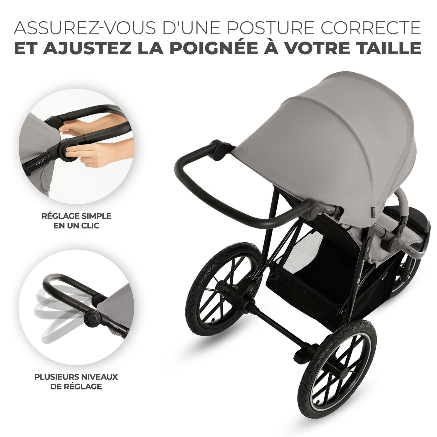 Poussette tout-terrain Helsi 2 Grey (Kinderkraft) - Image 5