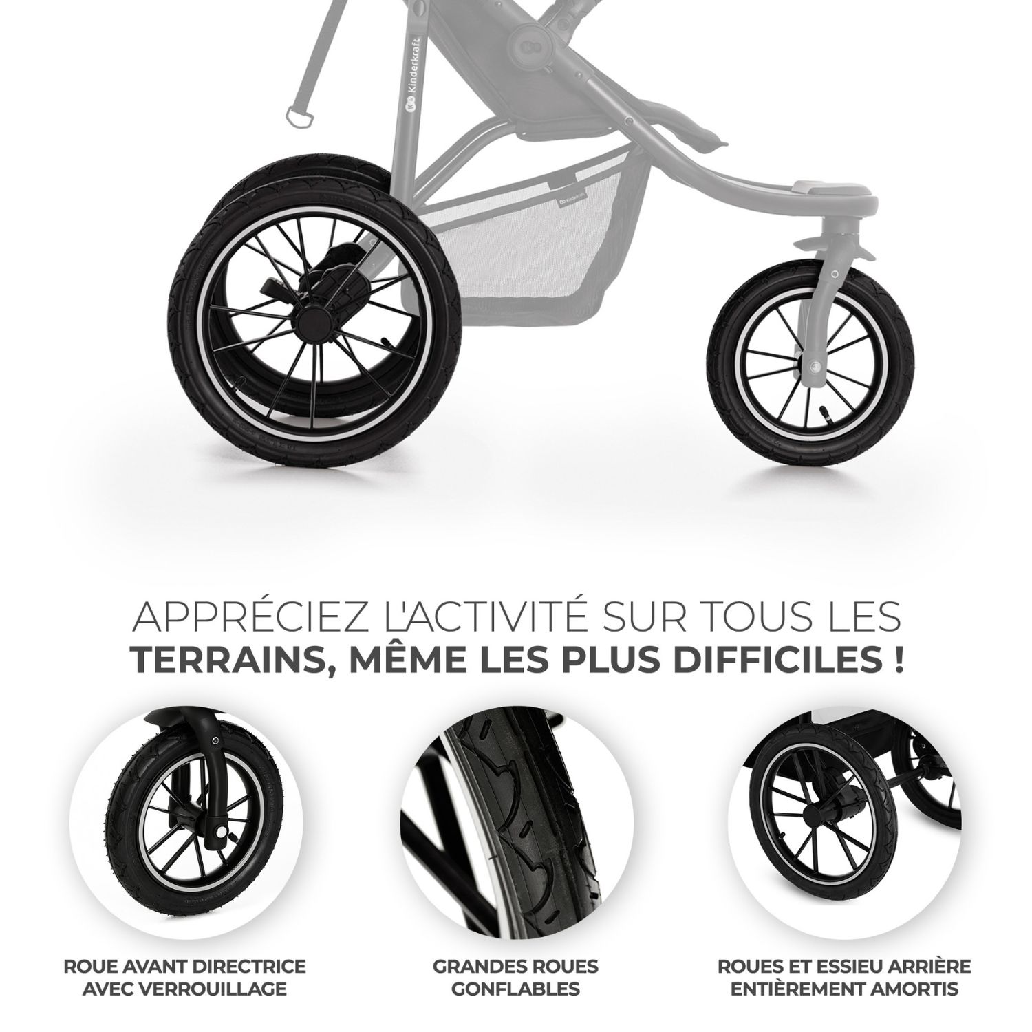 Poussette tout-terrain Helsi 2 Grey (Kinderkraft) - Image 6