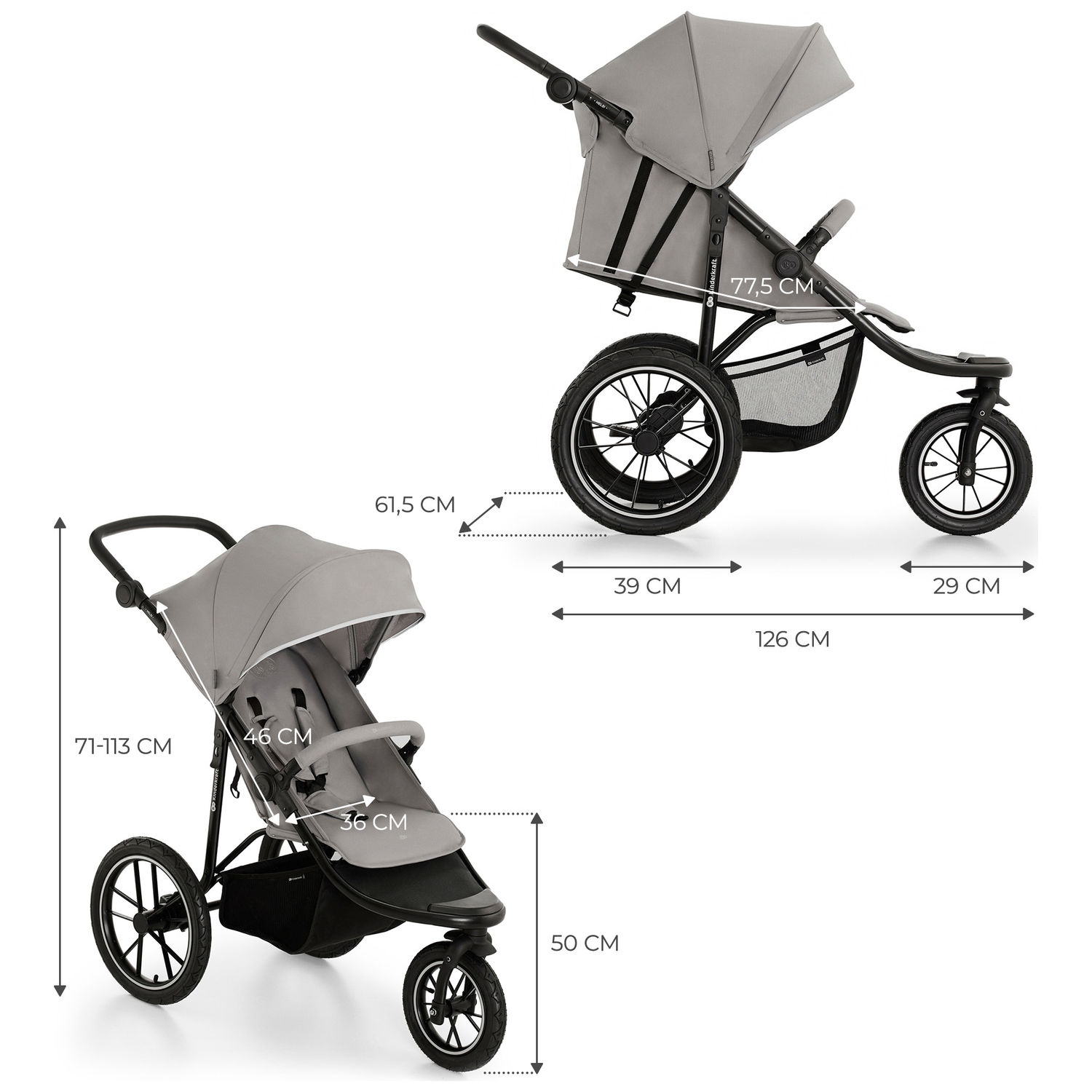 Poussette tout-terrain Helsi 2 Grey (Kinderkraft) - Image 7