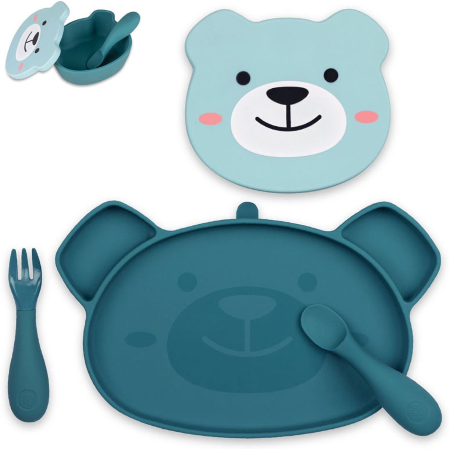 Tum Tum - Set repas en silicone Ourson Bleu (4 pièces)