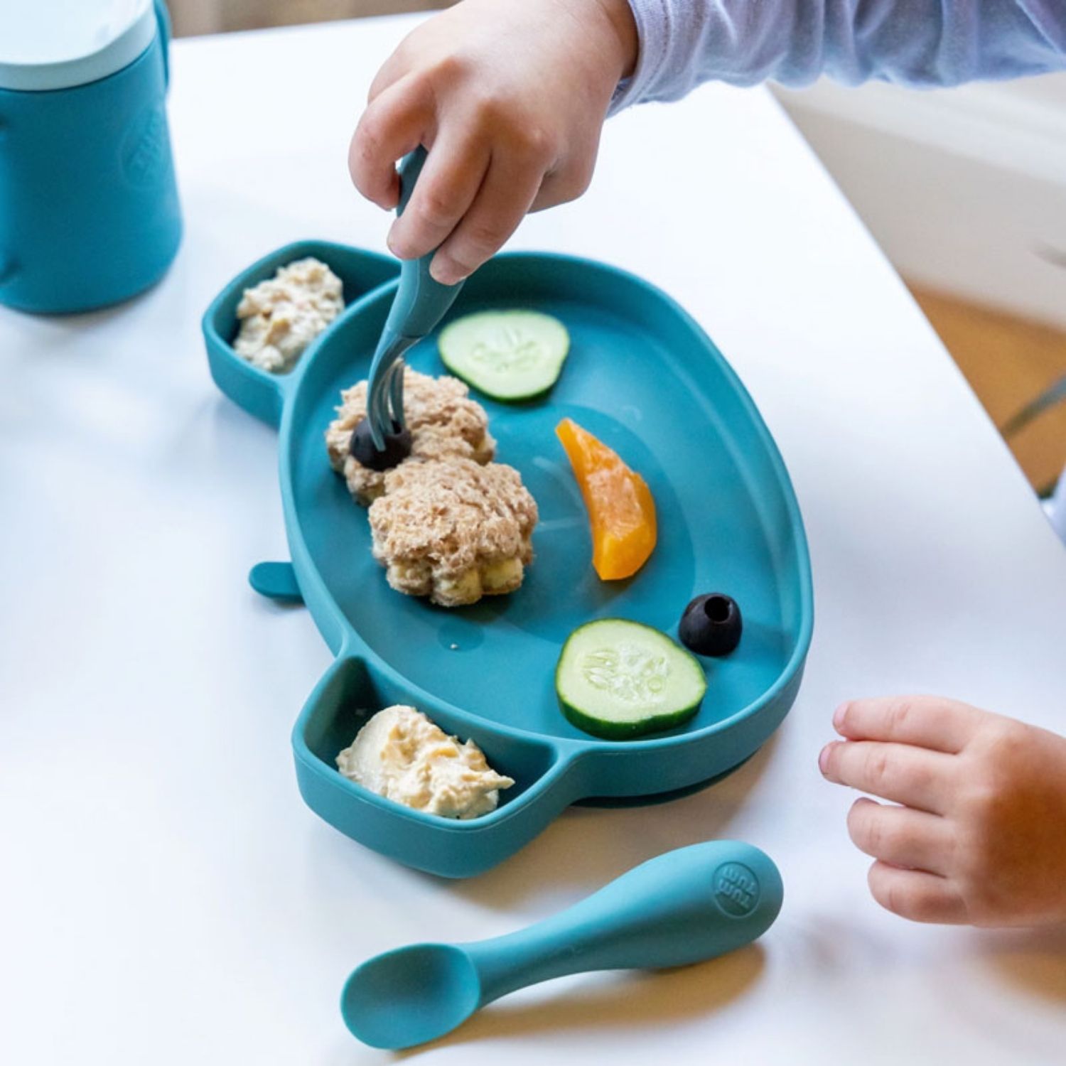 Set repas en silicone Ourson Bleu (4 pièces) (Tum Tum) - Image 1