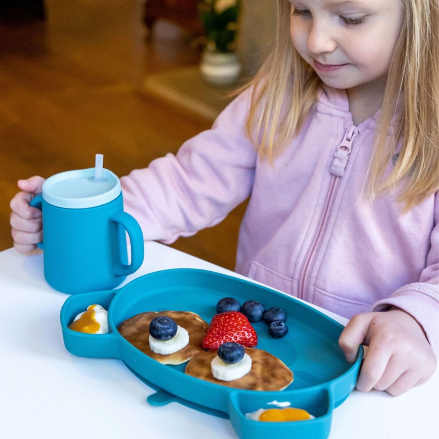 Set repas en silicone Ourson Bleu (4 pièces) (Tum Tum) - Image 3