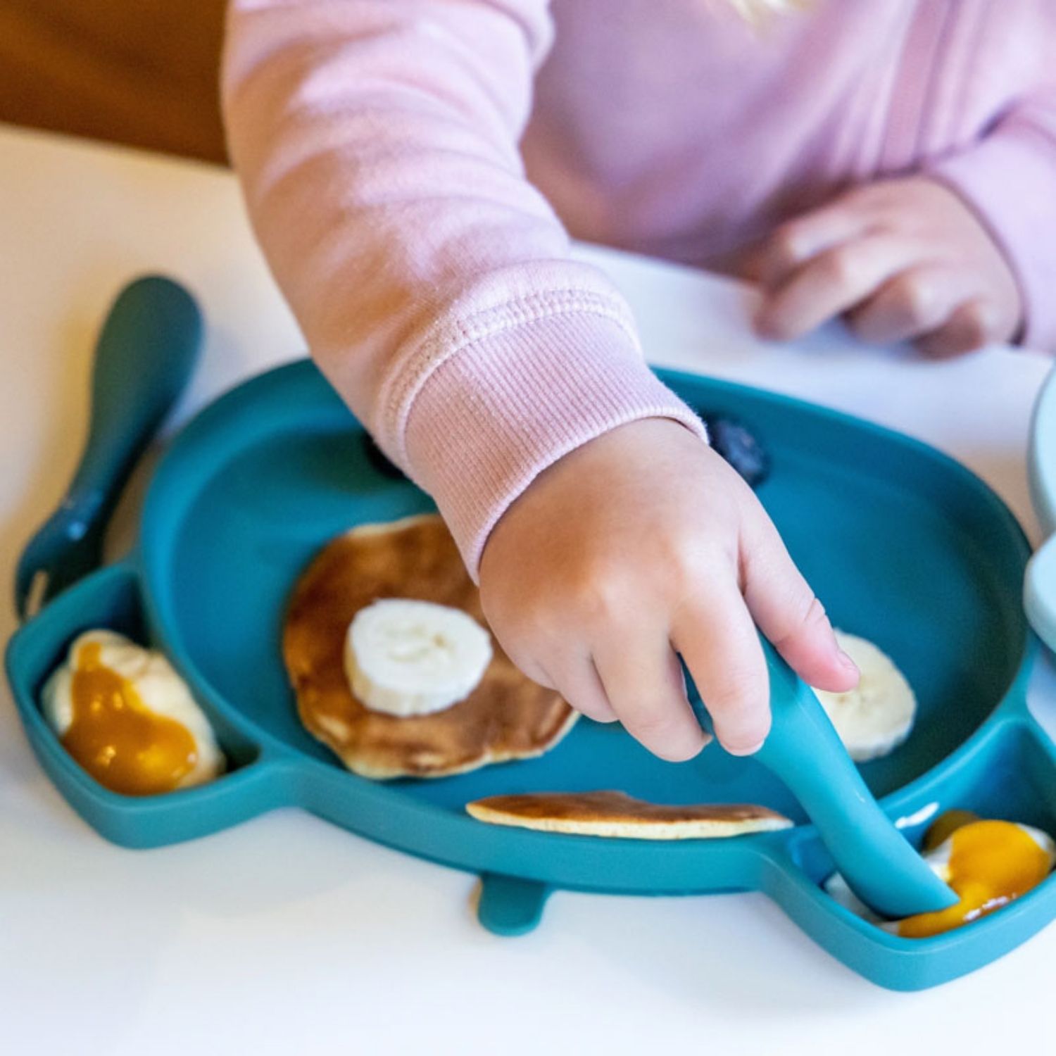 Set repas en silicone Ourson Bleu (4 pièces) (Tum Tum) - Image 4