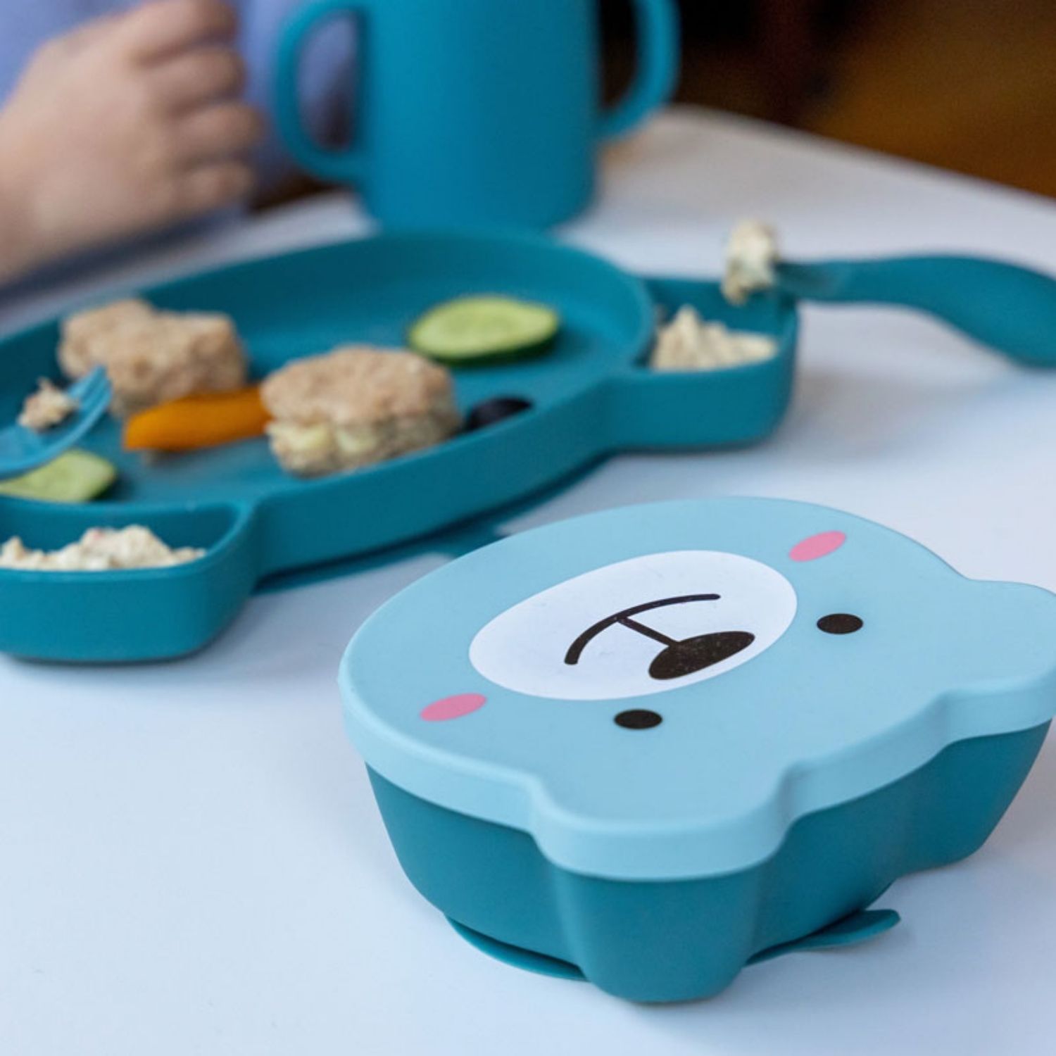 Set repas en silicone Ourson Bleu (4 pièces) (Tum Tum) - Image 5