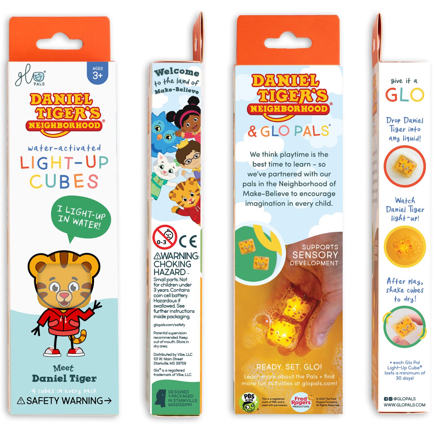 4 cubes lumineux Daniel Tigre brun (Glo Pals) - Image 2