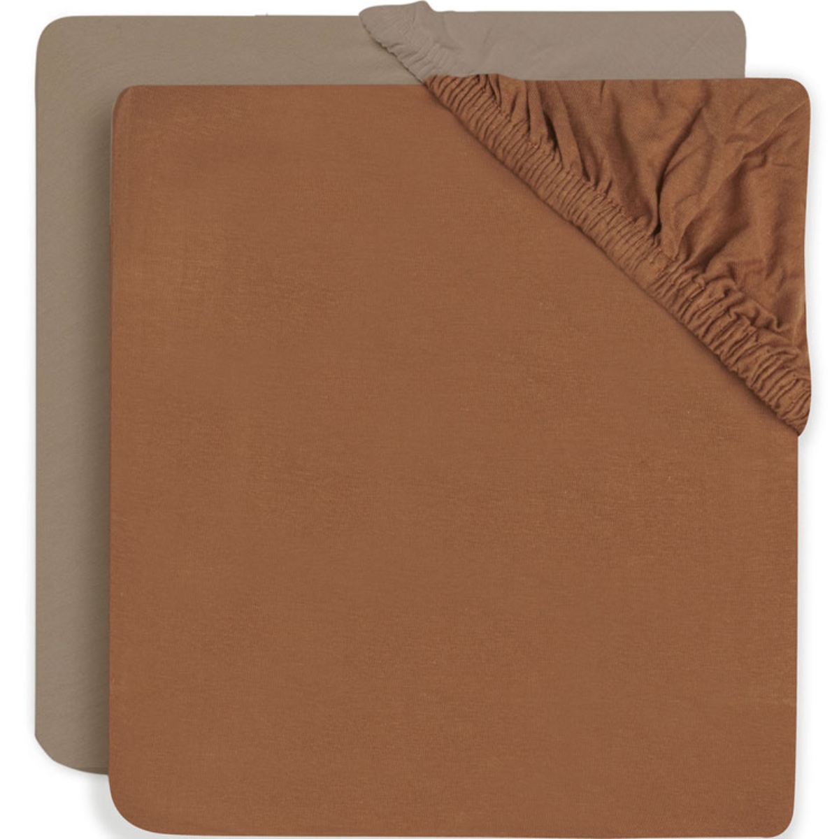 Jollein - Lot de 2 draps housses en coton Caramel-Biscuit (60 x 120 cm)