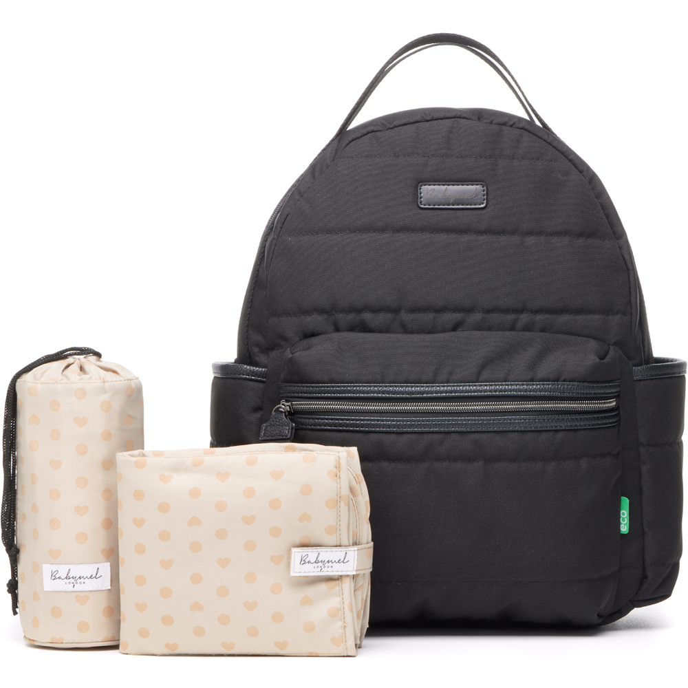 Sac à dos à langer Lola eco quilt noir (Babymel) - Couverture