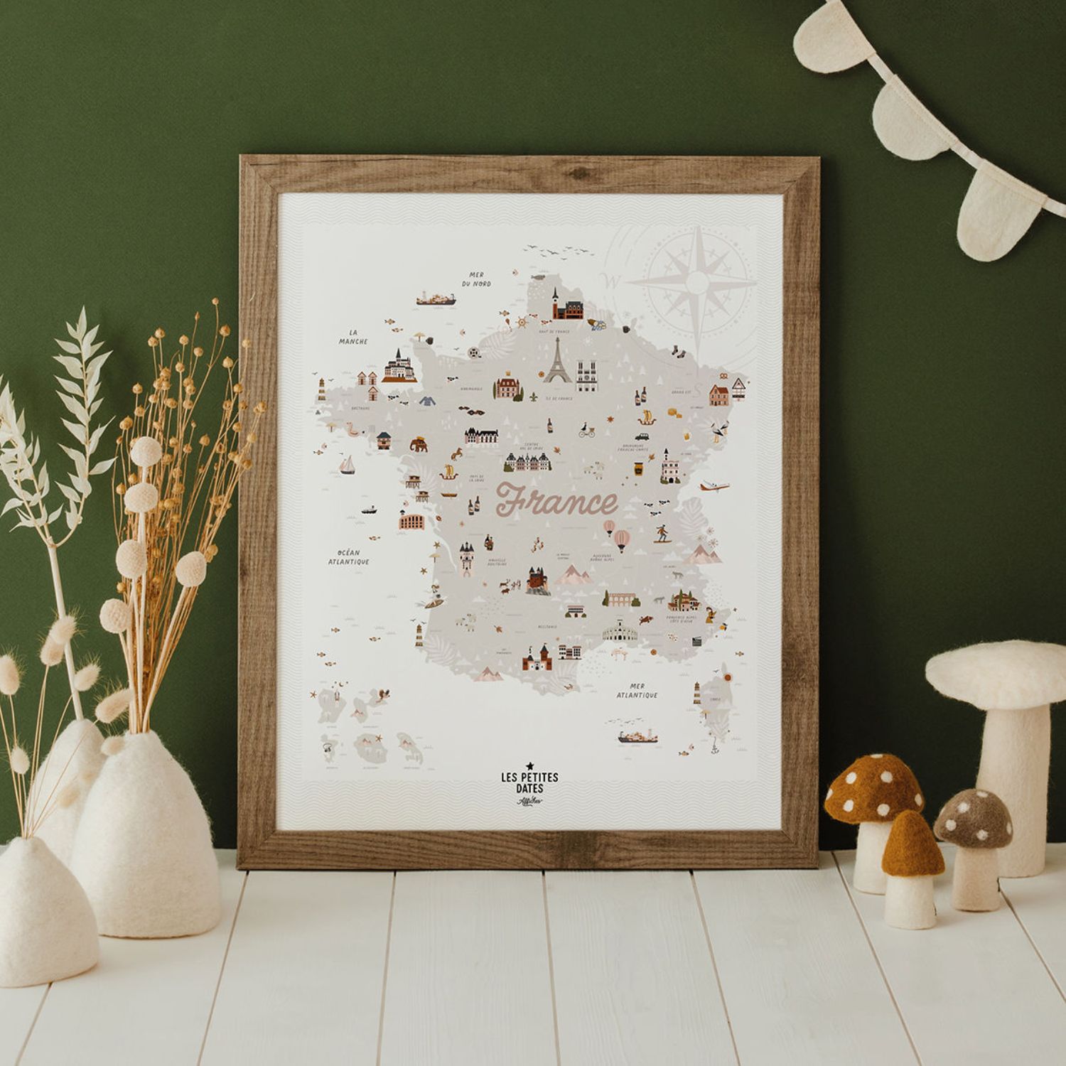 Les Petites Dates - Affiche Carte de France (40x50 cm)