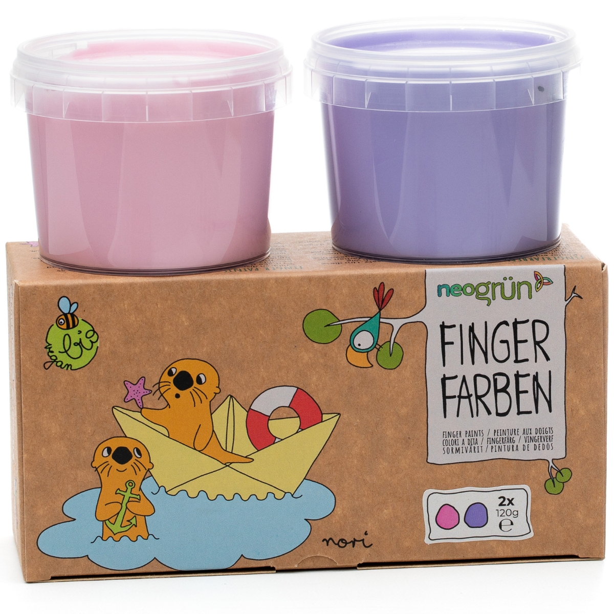 Coffret Nori 2 pots rose + violet peinture aux doigts naturelle et vegan (Neogrün) - Image 6