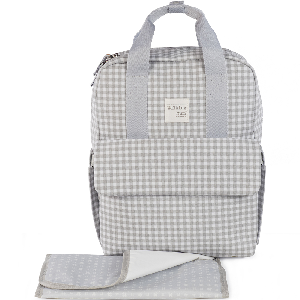 Sac à dos à langer I love vichy gris (Walking Mum) - Image 7